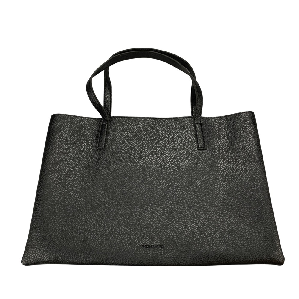 Vince Camuto Black Grey Pebbled Vegan Leather Tote Bag Colorblock Shoulder Bag - Picture 2 of 11
